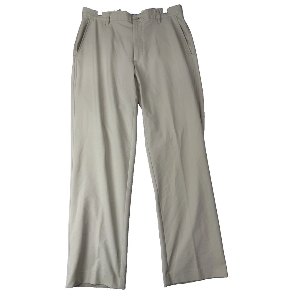 FootJoy Golf Pants Mens 34x32 Khaki Performance Stretch Flat Front Poly Spandex